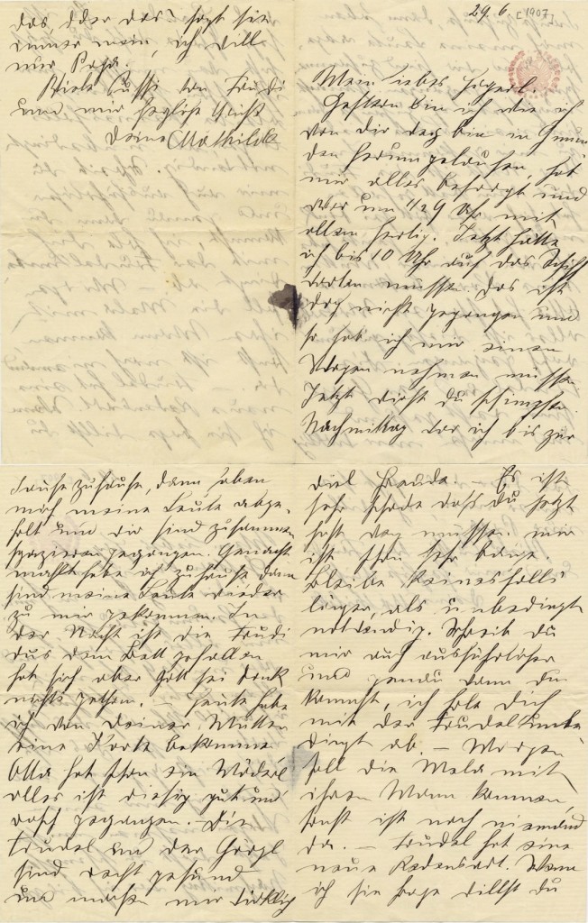 Mathilde to Schönberg - 29 June 1907