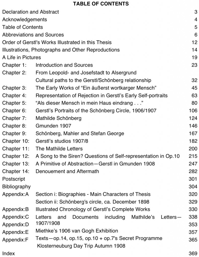 Table of contents